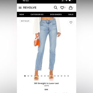 501 straight Levi’s from Revolve. Size 26